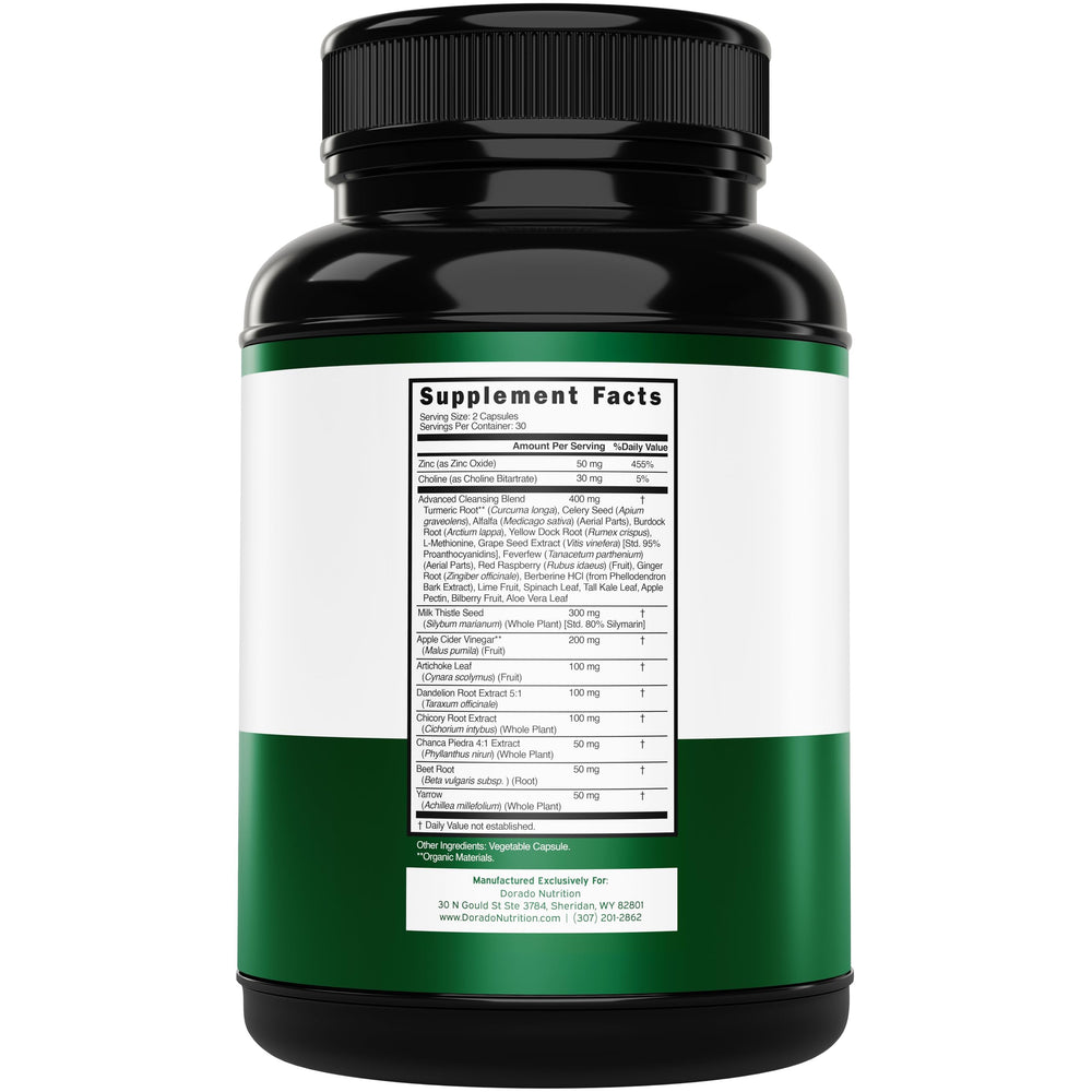 Dorado Nutrition Liver Cleanse ingredients scene with Milk Thistle and Turmeric for antioxidant support
