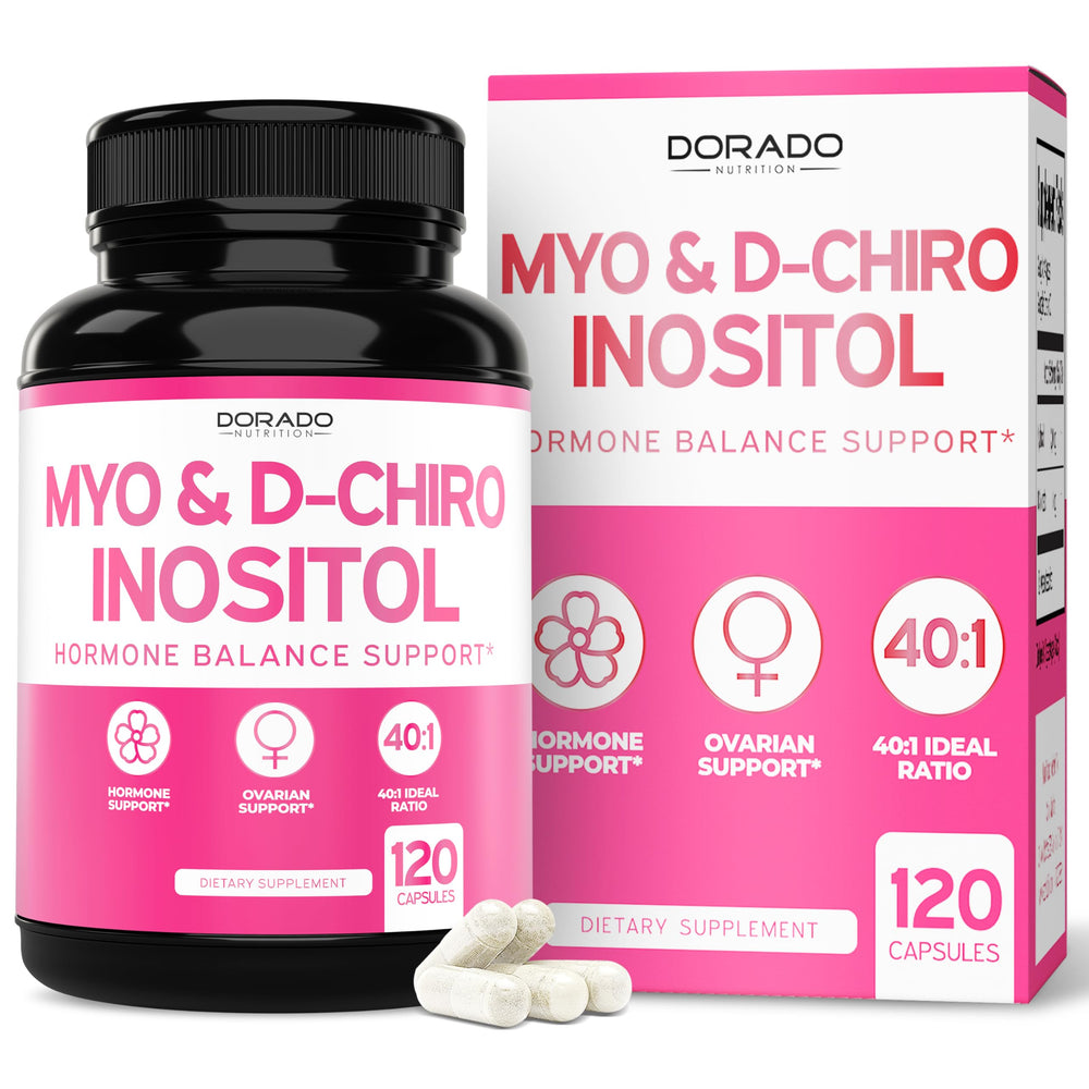 Dorado Nutrition Myo-Inositol-D-Chiro Inositol bottle showing balance support.