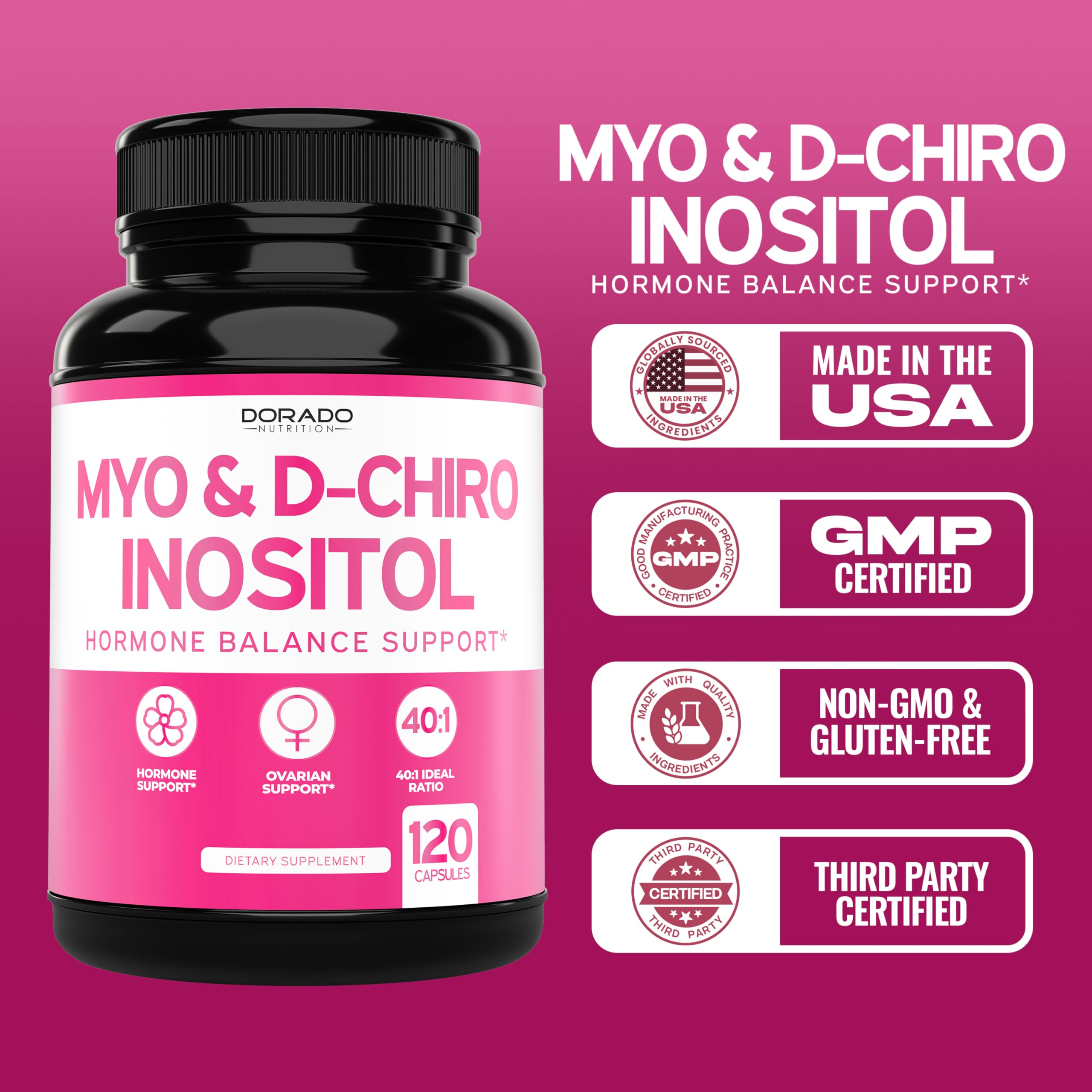 Vegan-safe, third-party tested seal on Dorado Nutrition packaging.