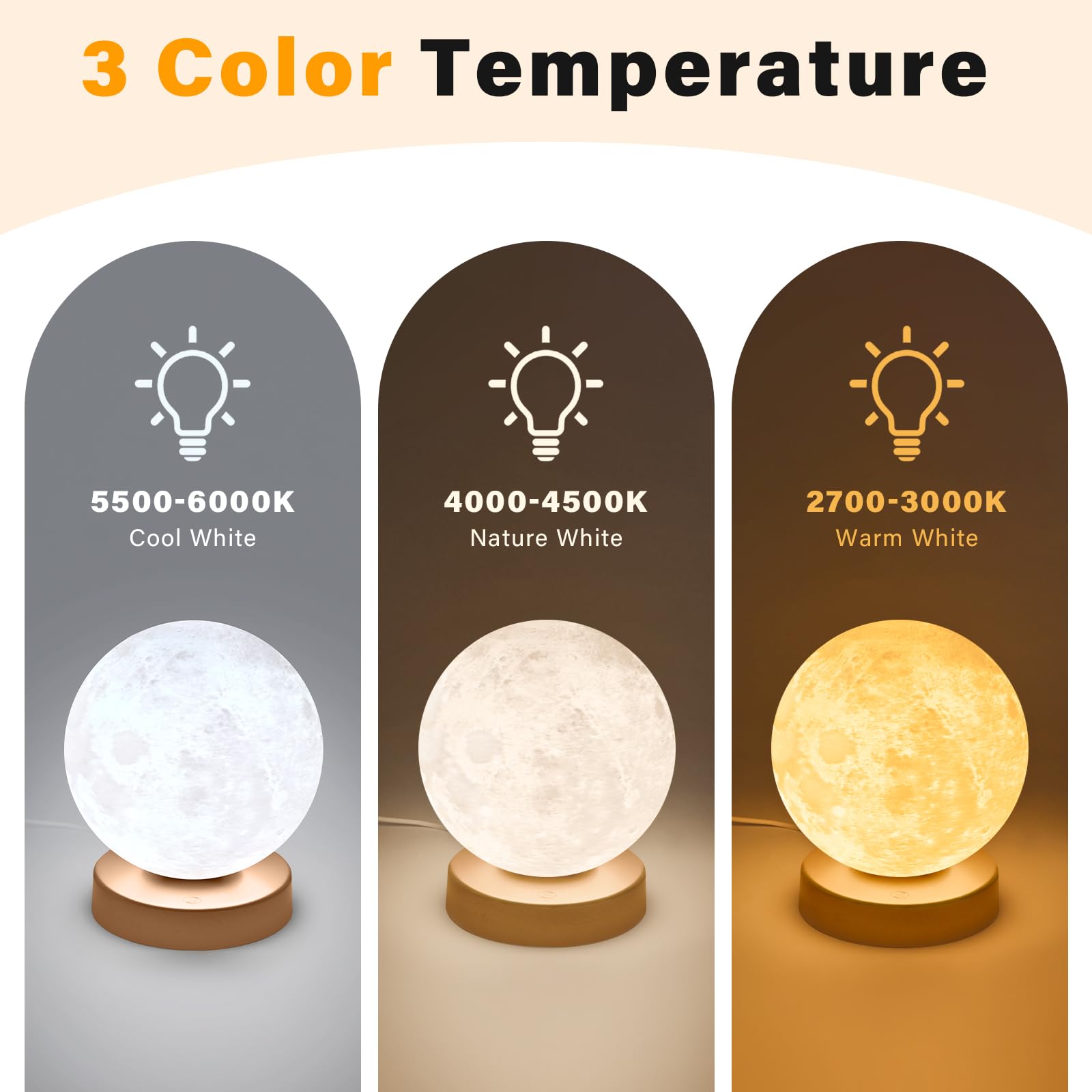 Doraubia 3D printed moon light creates peaceful bedroom ambiance