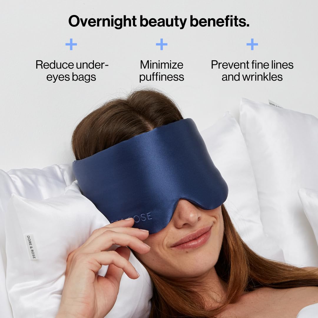 Dore and Rose Deep Sleep Mask in dark blue color ready for travel