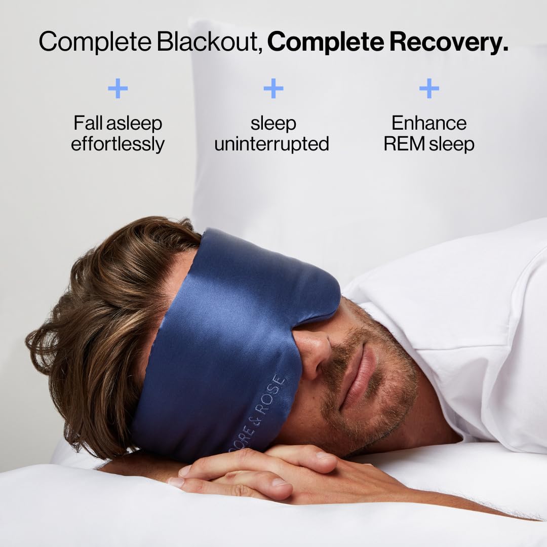 Dore and Rose mask worn during sleep for blackout comfort