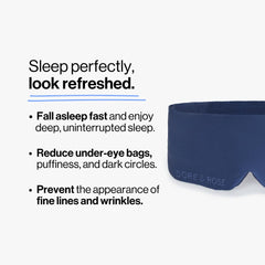 Dore and Rose silk sleep mask draped over the face for comfort