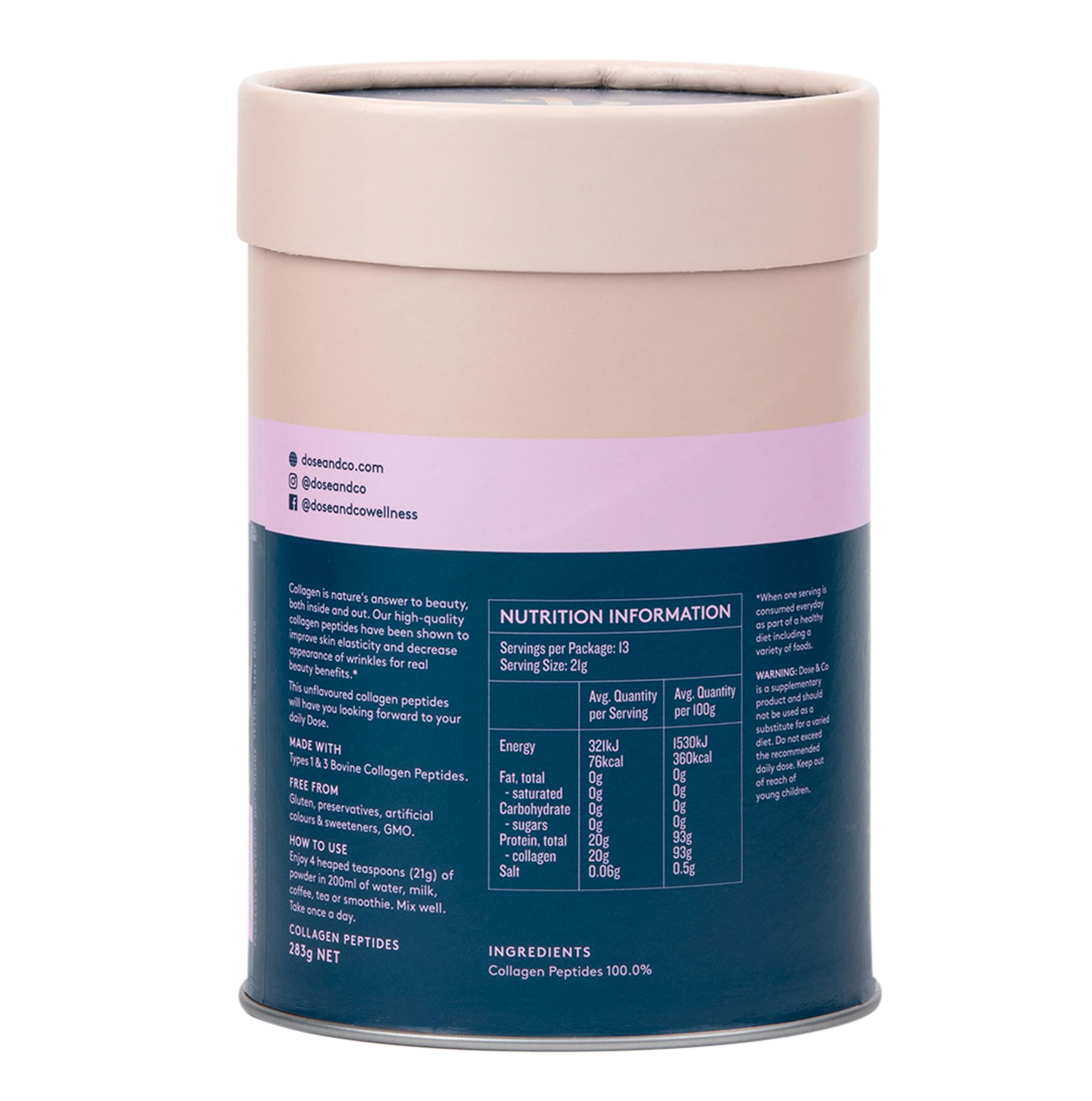 DOSE & CO. Pure Collagen powder stirred into coffee for daily use