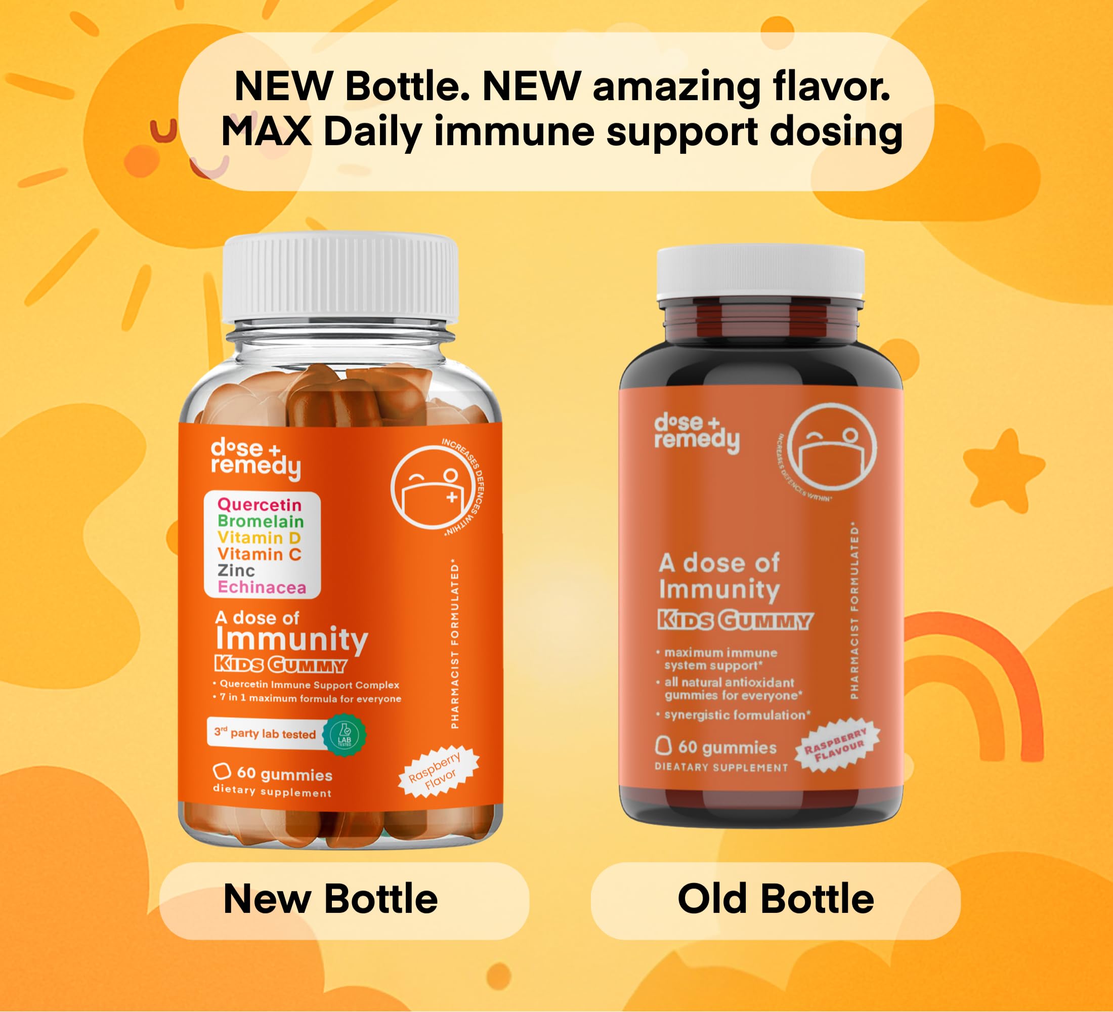 Dose + Remedy Immunity Kids Gummies close-up for tasty daily use.
