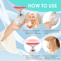 Doset Facial Massager Seven-color LED modes offer customizable light therapy