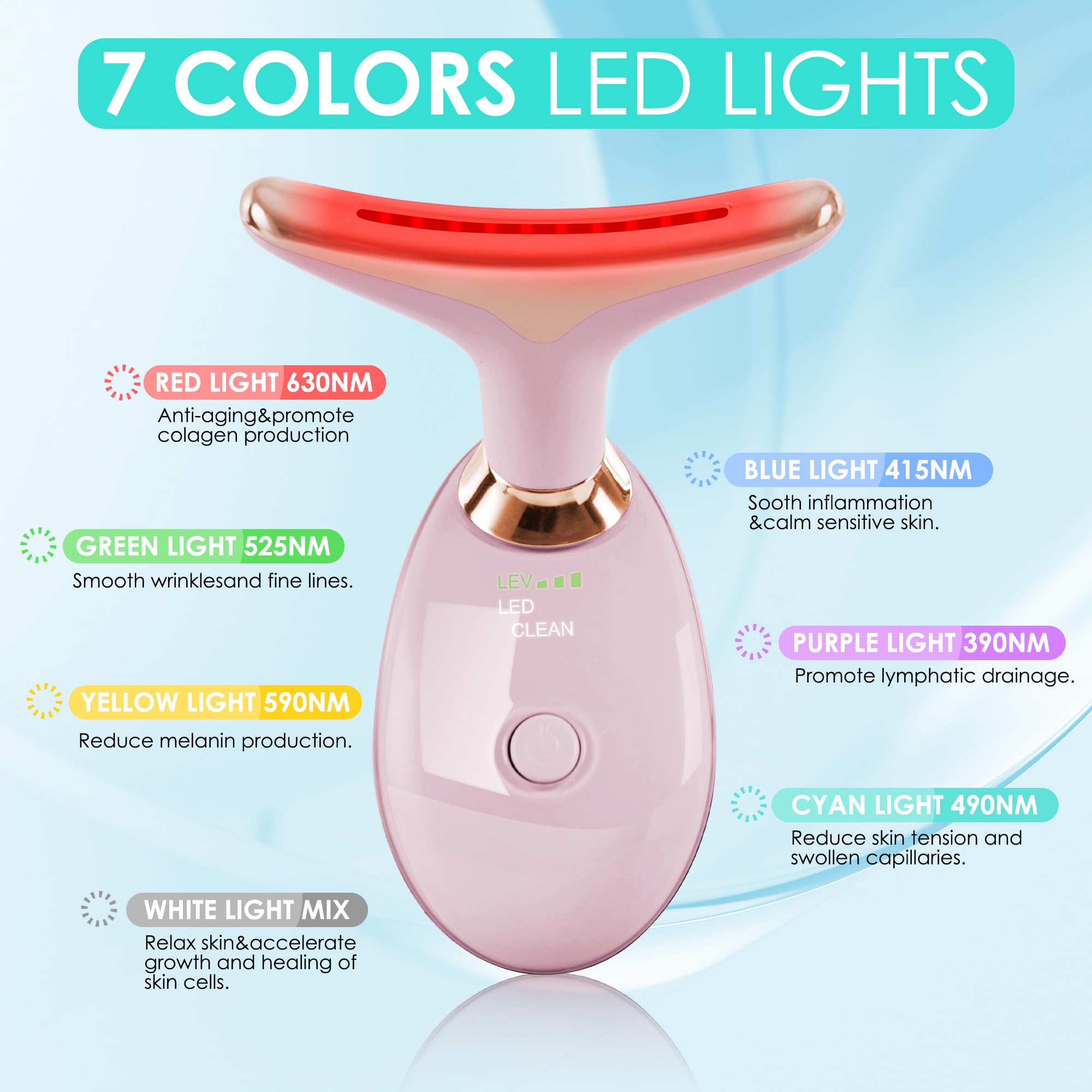 Doset red-light therapy LED for facial and neck use.