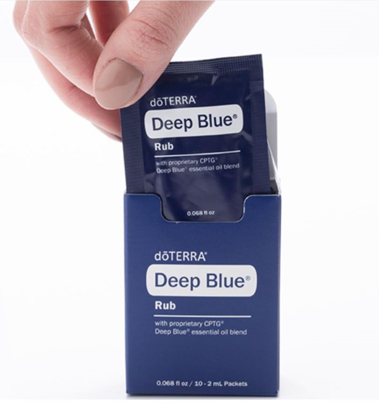 Texture swirl of Deep Blue rub demonstrates smoothing, non-greasy skin feel.