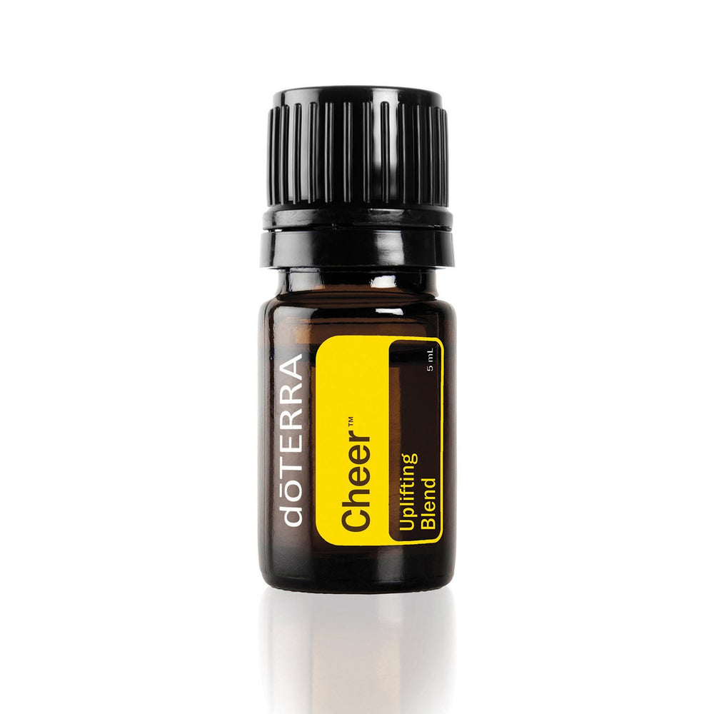 doTERRA Cheer bottle closeup showing uplifting citrus blend for mood support