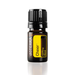 doTERRA Cheer bottle closeup showing uplifting citrus blend for mood support