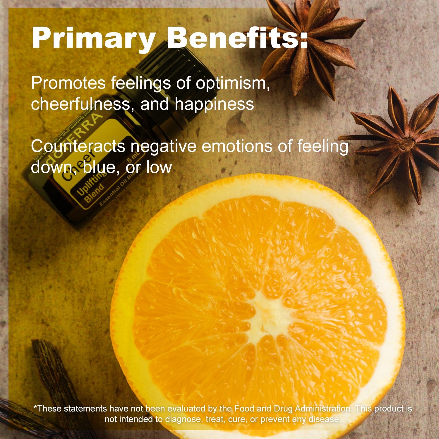 doTERRA Cheer citrus fragrance notes emphasising mood-enhancing aroma