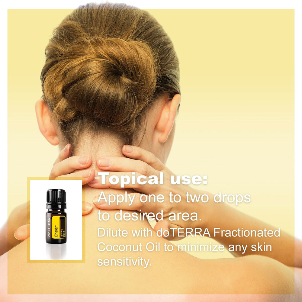 doTERRA Cheer label detail showing product notes
