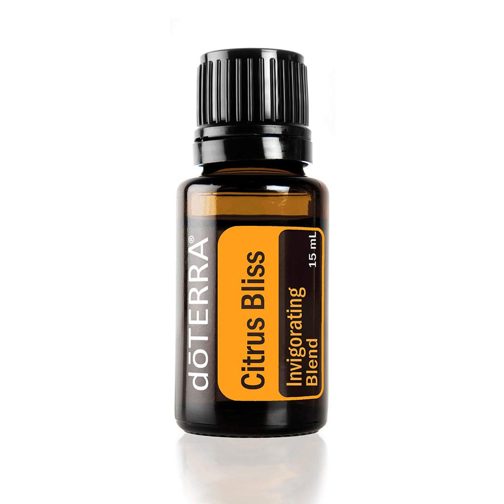 doTERRA Citrus Bliss 15 ml bottle close-up, uplifting aroma for a refreshing mood boost.