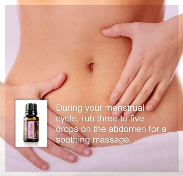 doTERRA Clary Sage on abdomen massage for cycle comfort.
