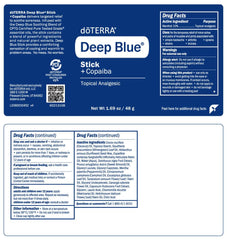 doTERRA Deep Blue Stick close-up label highlighting CPTG oils