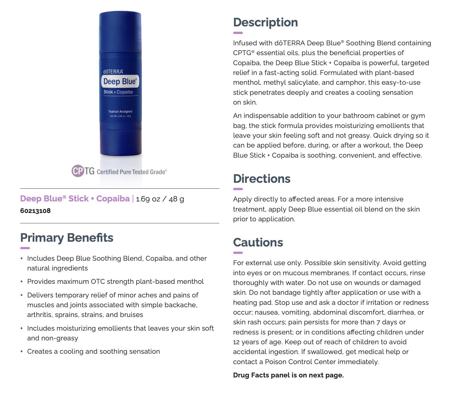 doTERRA Deep Blue Stick Copaiba oils blend visual
