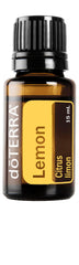 doTERRA Lemon essential oil bottle with bright citrus aroma for mood lift