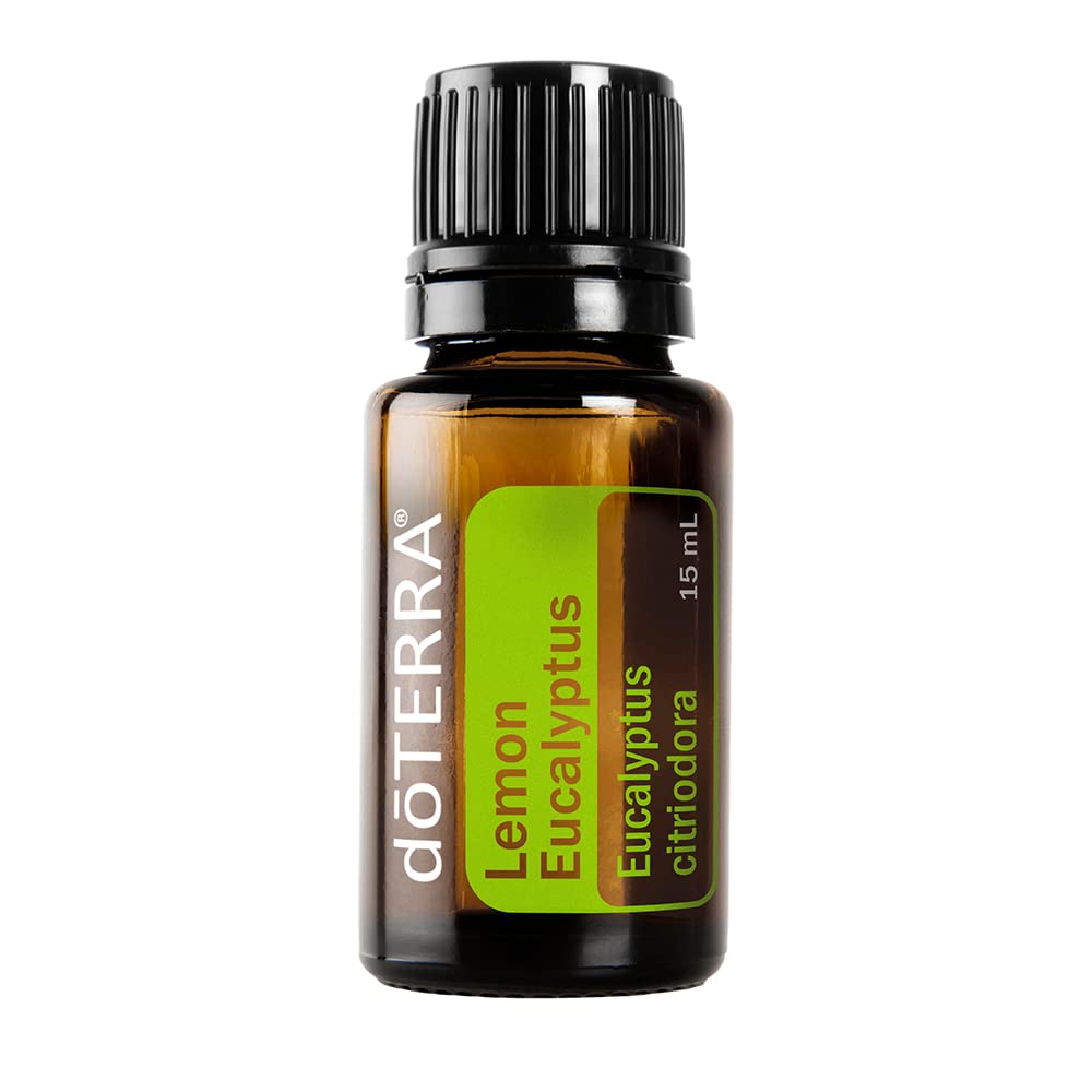 doTERRA Lemon Eucalyptus Oil bottle pour for cleansing surfaces and refreshing air