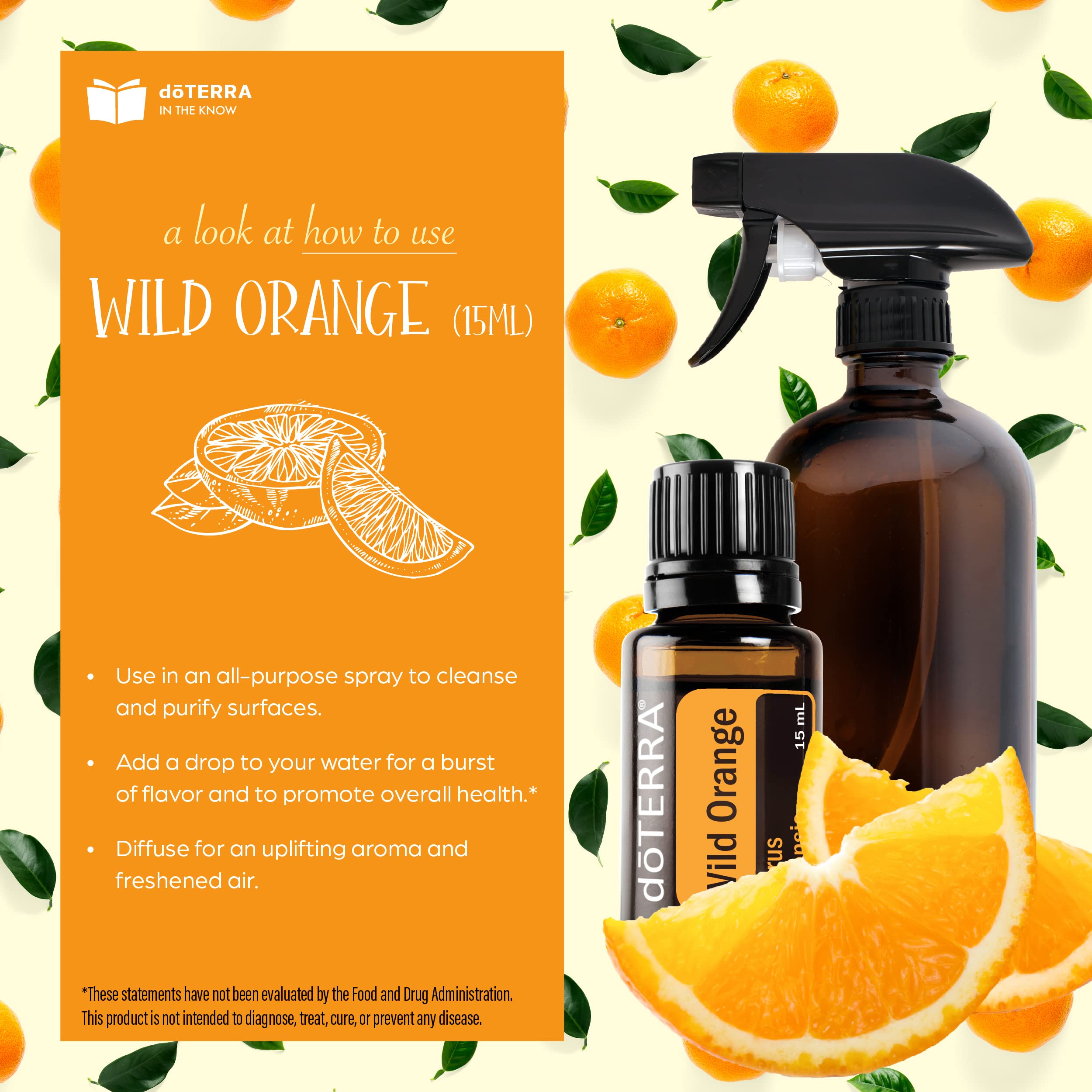 doTERRA Wild Orange oil drops on skin demonstrating gentle absorption