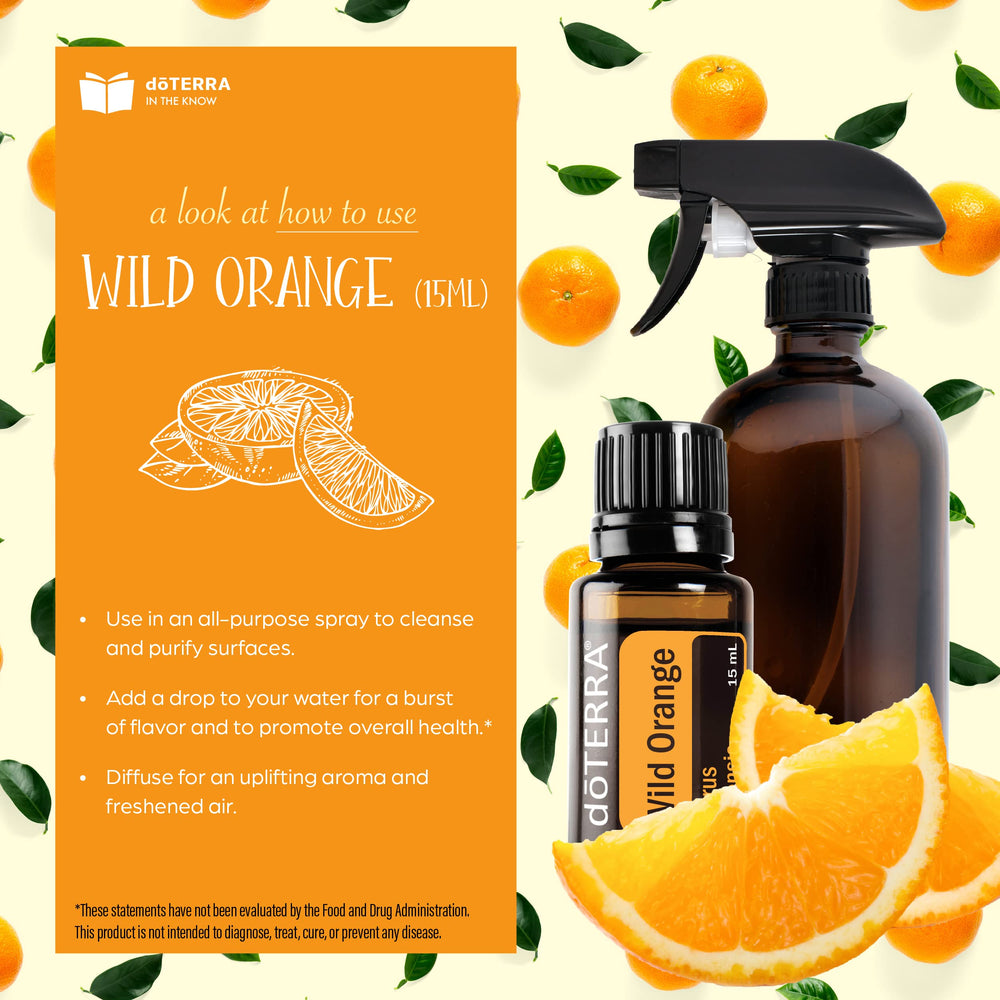 doTERRA Wild Orange oil drops on skin demonstrating gentle absorption