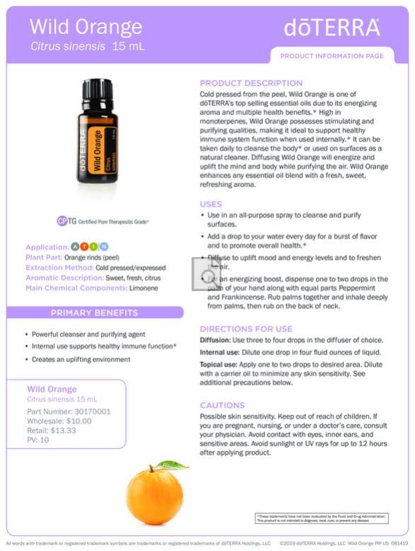 doTERRA Wild Orange oil used for kitchen cleaning with refreshing citrus note