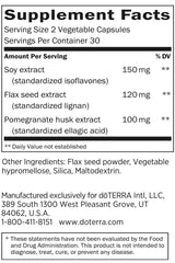 doTERRA Women's Phytoestrogen Essential Complex capsules shown for estrogen metabolism support.