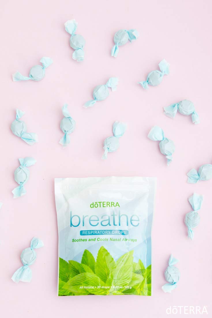 doTERRA Breathe drops tin close-up with packaging details