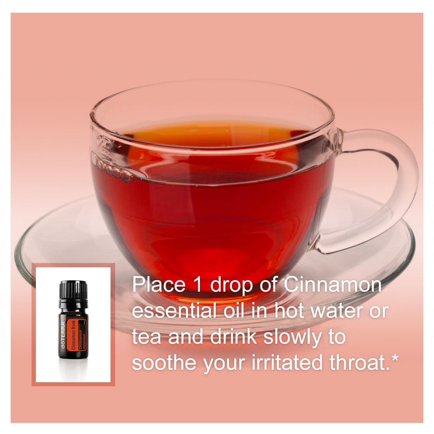 doTERRA Cinnamon essential oil bottle on spice shelf
