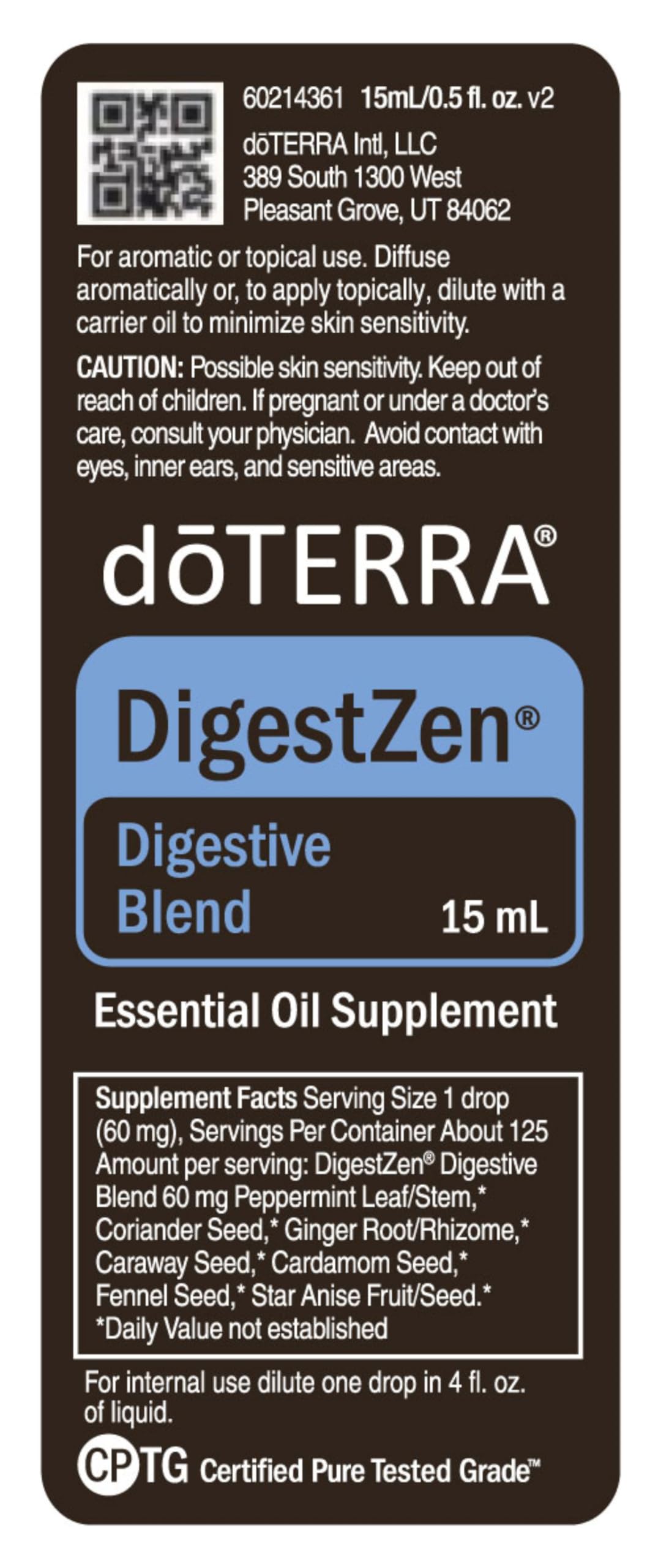 doTERRA DigestZen with dropper cap for precise, easy dosing.