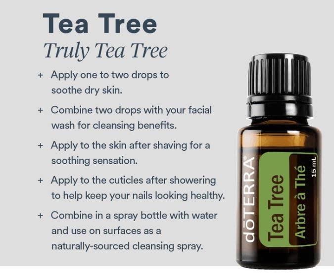 doTERRA Melaleuca bottle in a spa-like bathroom scene