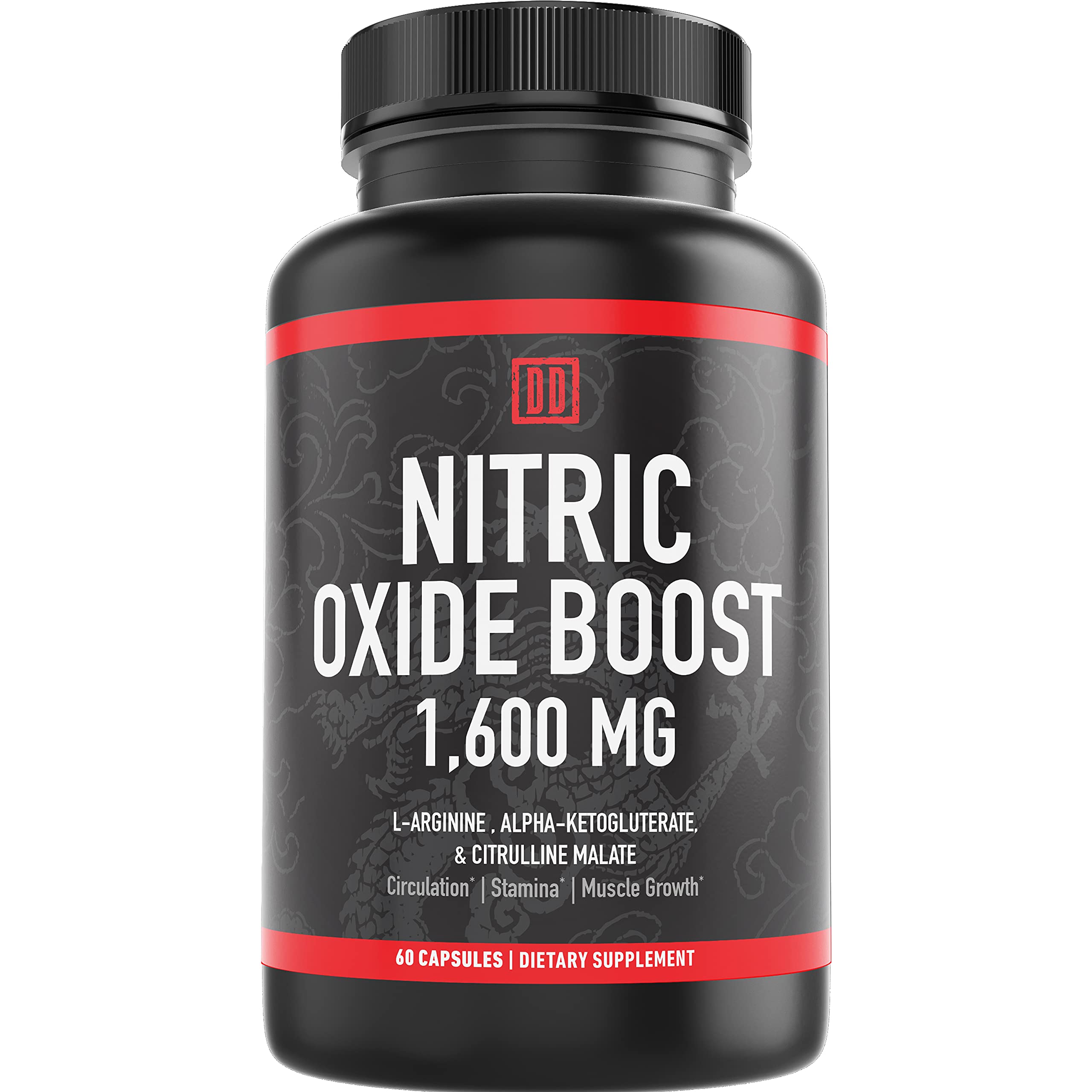 Double Dragon Organics Nitric Oxide Booster bottle front highlighting brand for daily energy support
