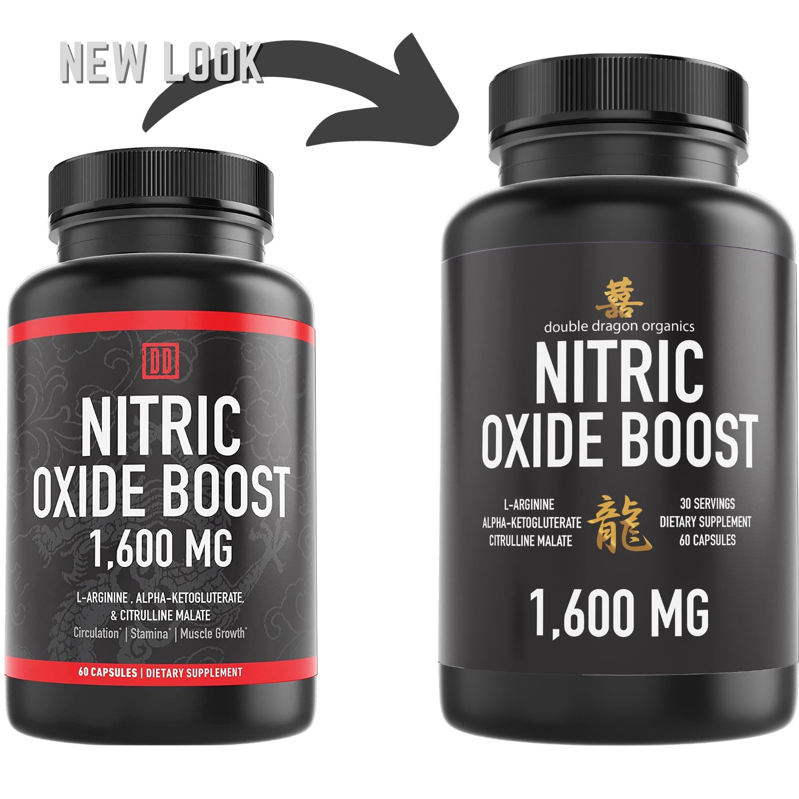 Double Dragon Organics Nitric Oxide Booster label detail highlighting key ingredients