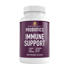 Double Dragon Organics Probiotics bottle front view for daily gut balance.