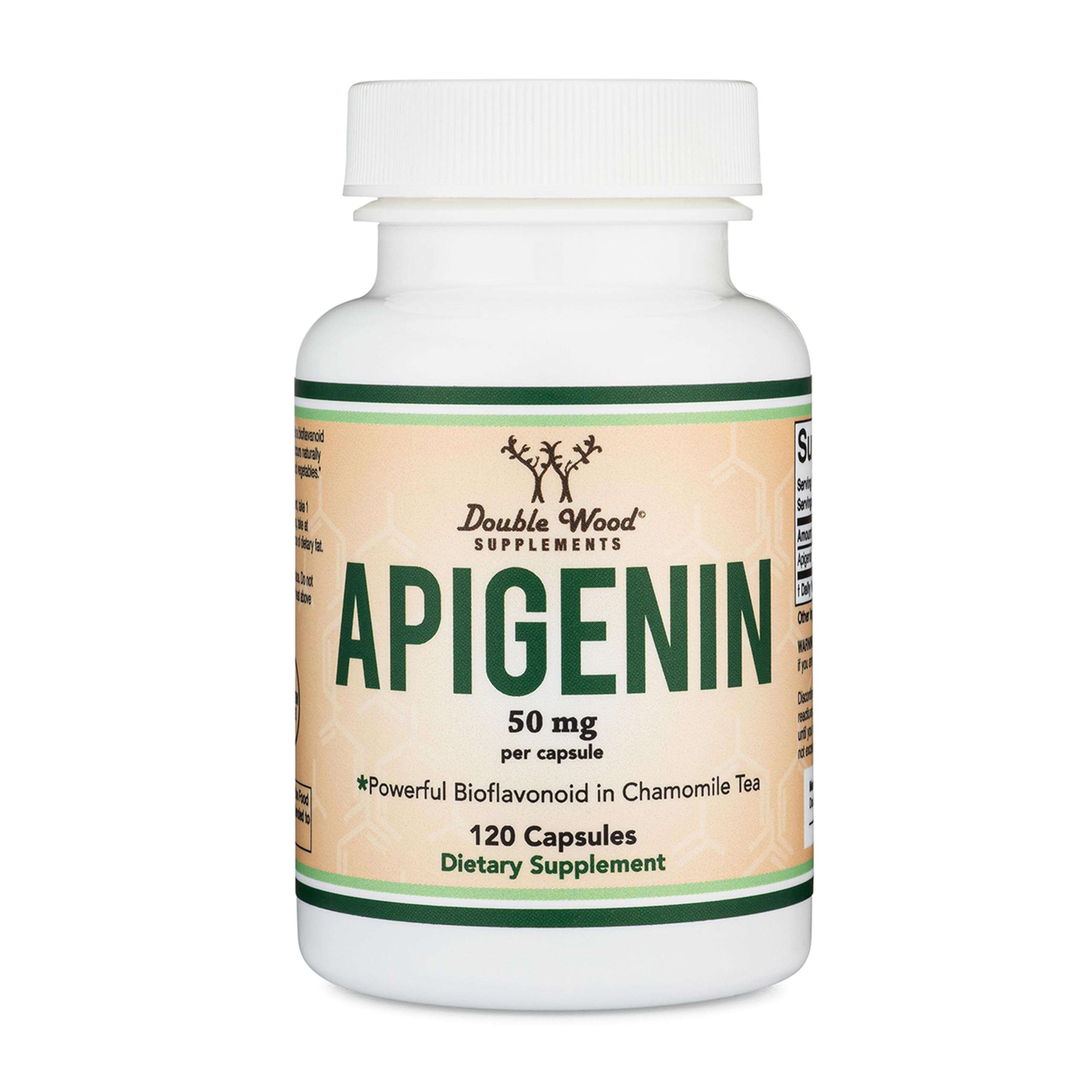 Double Wood Apigenin 50mg bottle for daily relaxation support
