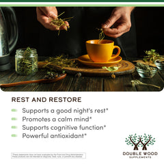 Double Wood Apigenin bottle label detail highlighting gluten-free formula