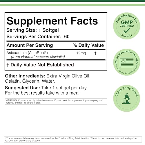 Double Wood Astaxanthin 12 mg capsule close-up highlighting strength.