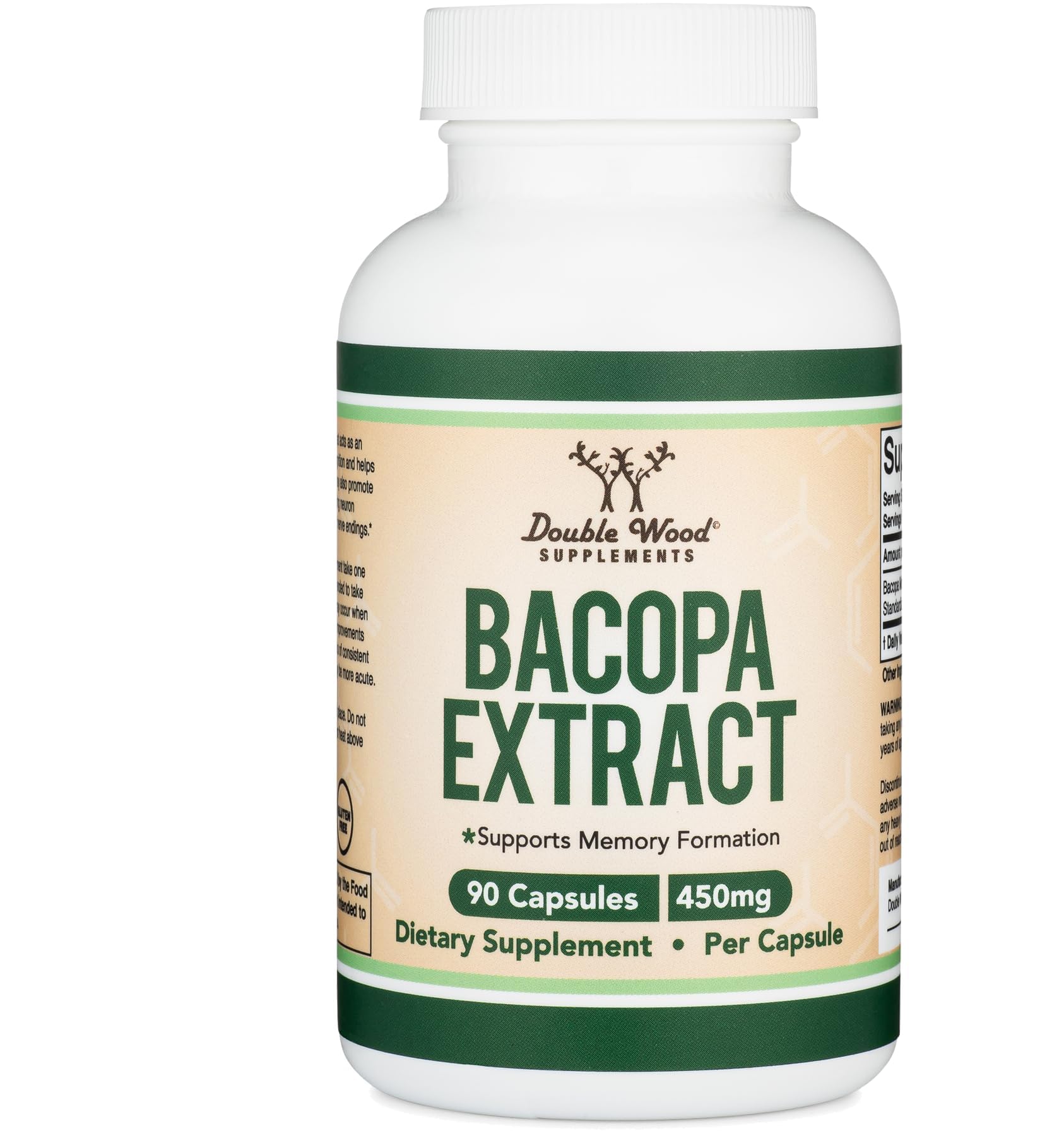 Double Wood Bacopa bottle on a clean shelf suggesting daily memory support.