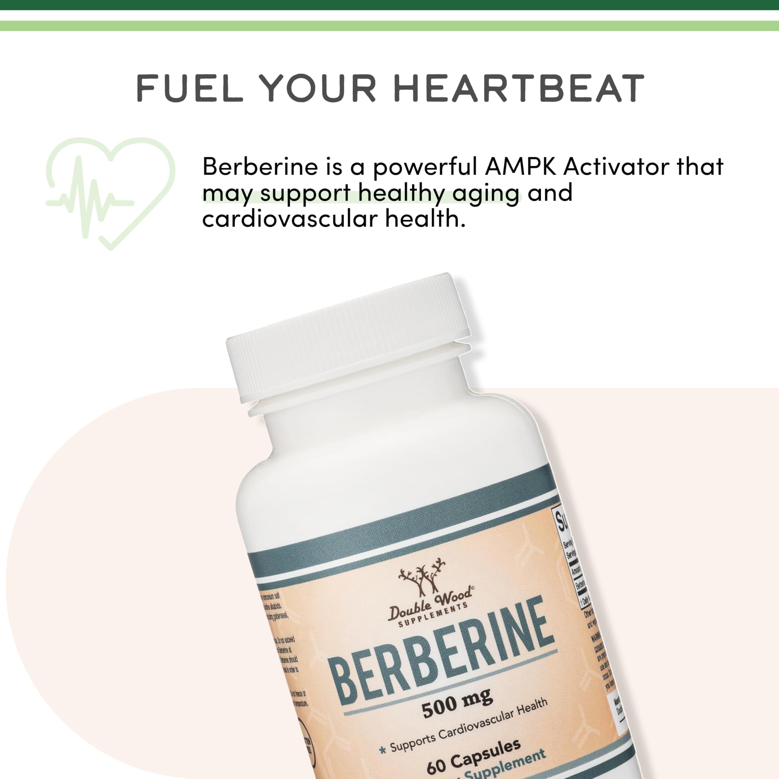 Vegan safe icon on Berberine packaging signaling plant-based capsule compatibility.