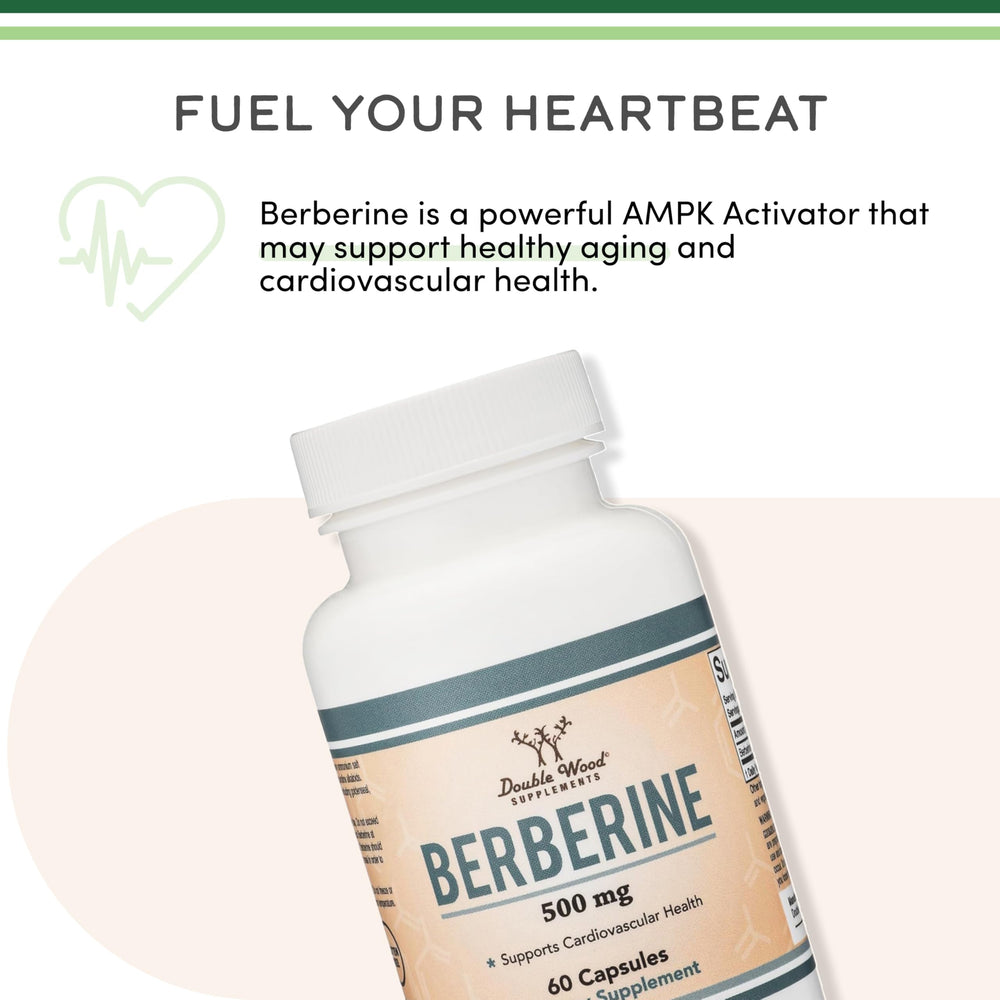 Vegan safe icon on Berberine packaging signaling plant-based capsule compatibility.