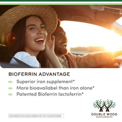 Double Wood Bioferrin lactoferrin label showcasing patented composition