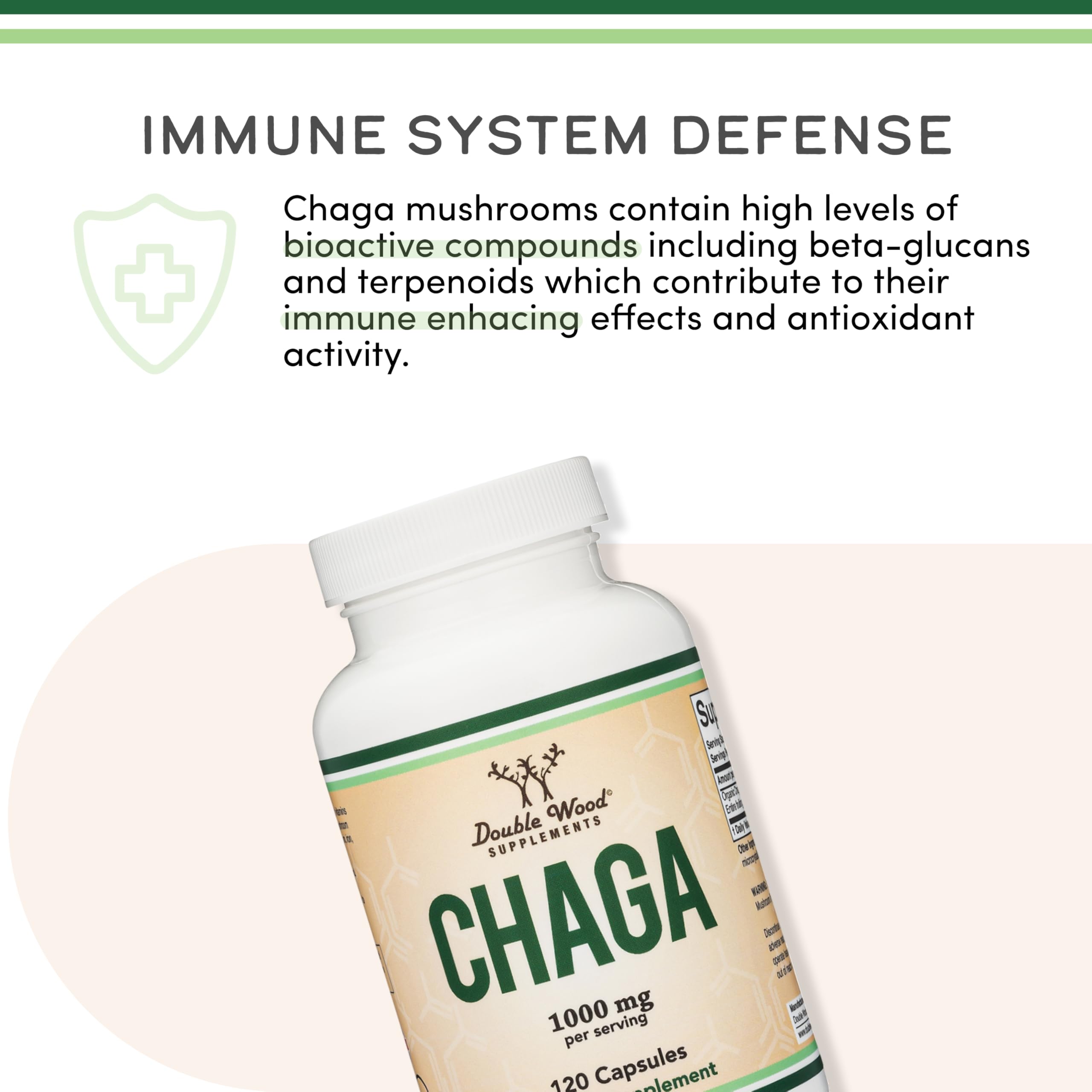 Capsules lined for a simple daily habit with Double Wood Chaga.