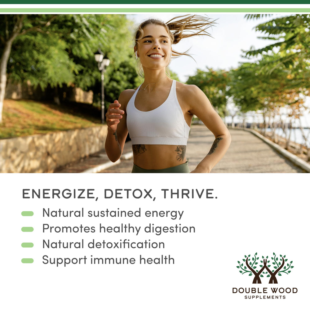 Double Wood Chlorophyll Drops dropper enables easy morning dosing.