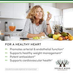 Double Wood Citrus Bergamot capsules with a glass of water, illustrating easy daily intake.