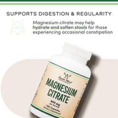 Double Wood Magnesium Citrato: porción de 800 mg para uso diario.