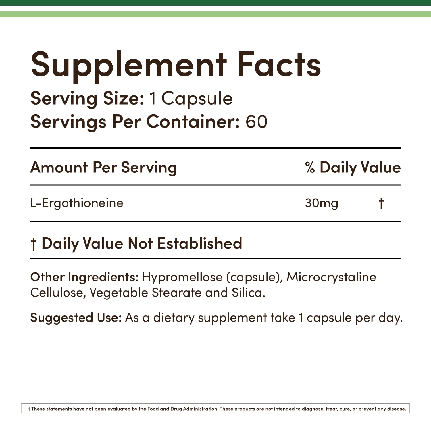 Double Wood Ergothioneine bottle label close-up highlighting vegan-safe formula.