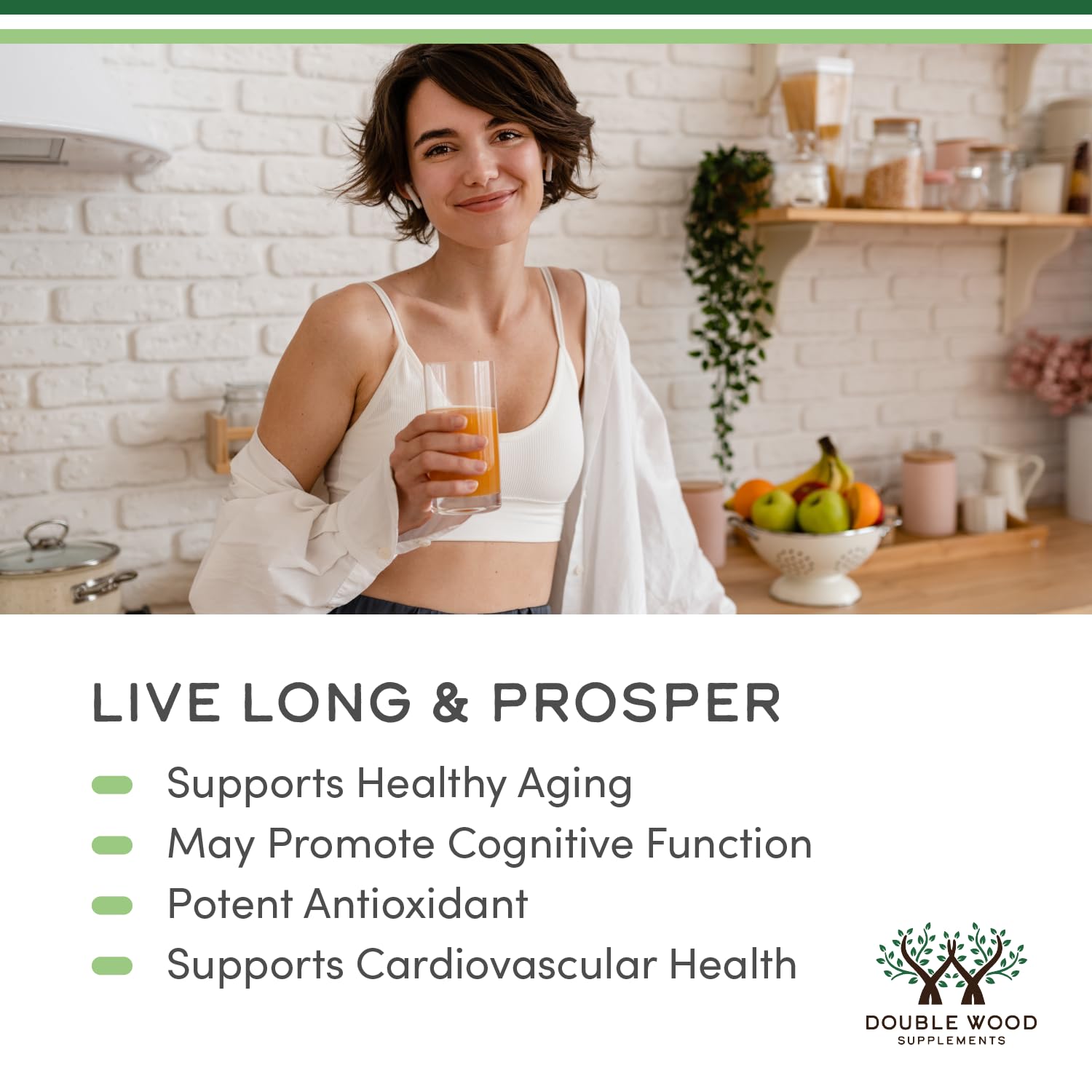 Double Wood Ergothioneine manufactured in the USA with globally sourced ingredients.
