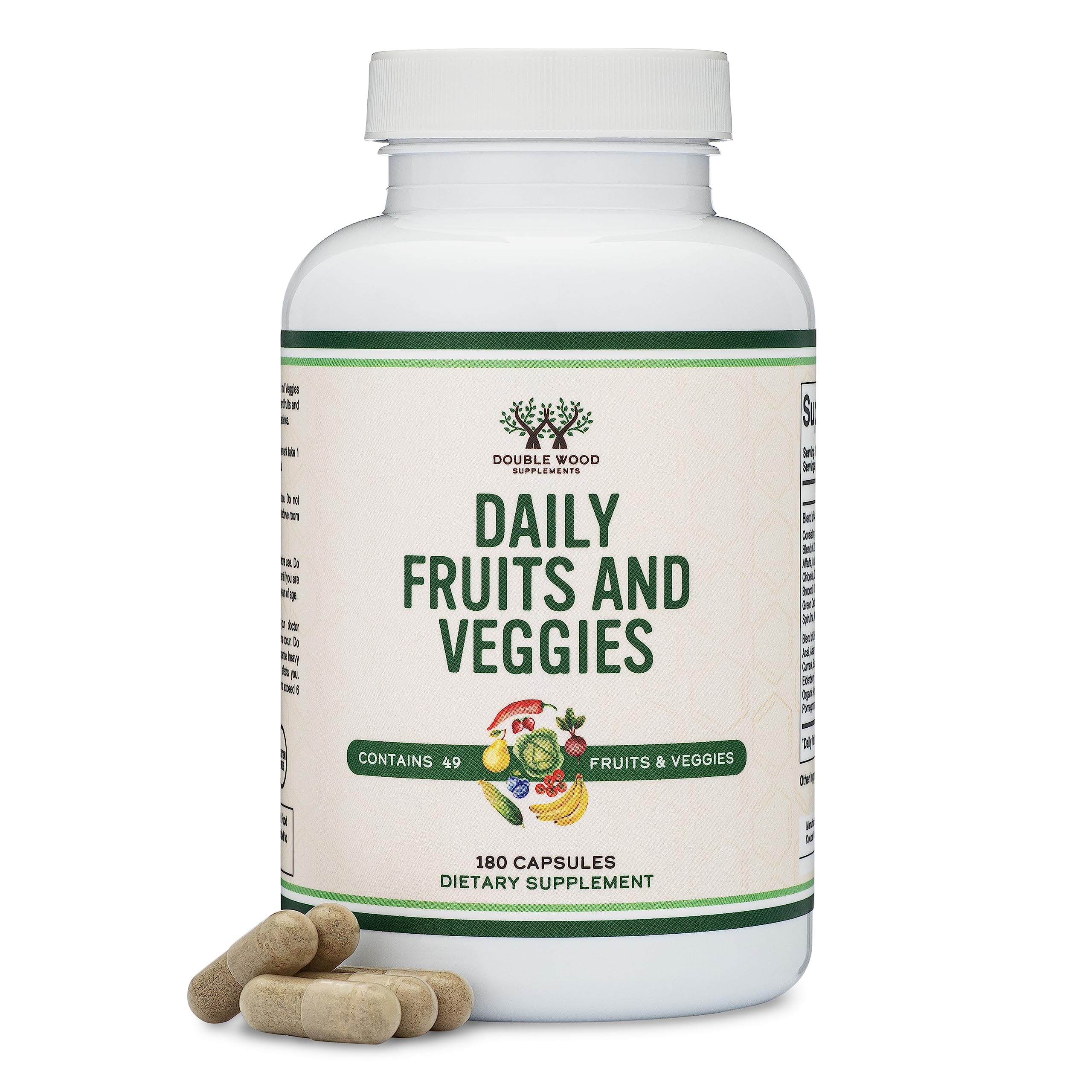 Double Wood daily blend bottle with water for easy, on-the-go intake.