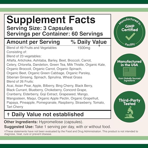 Double Wood Fruits and Veggies Daily Blend capsules close-up, convenient daily nutrition.