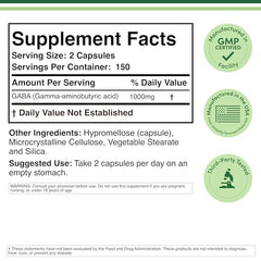 Double Wood GABA capsules 1000mg close-up highlighting potency.