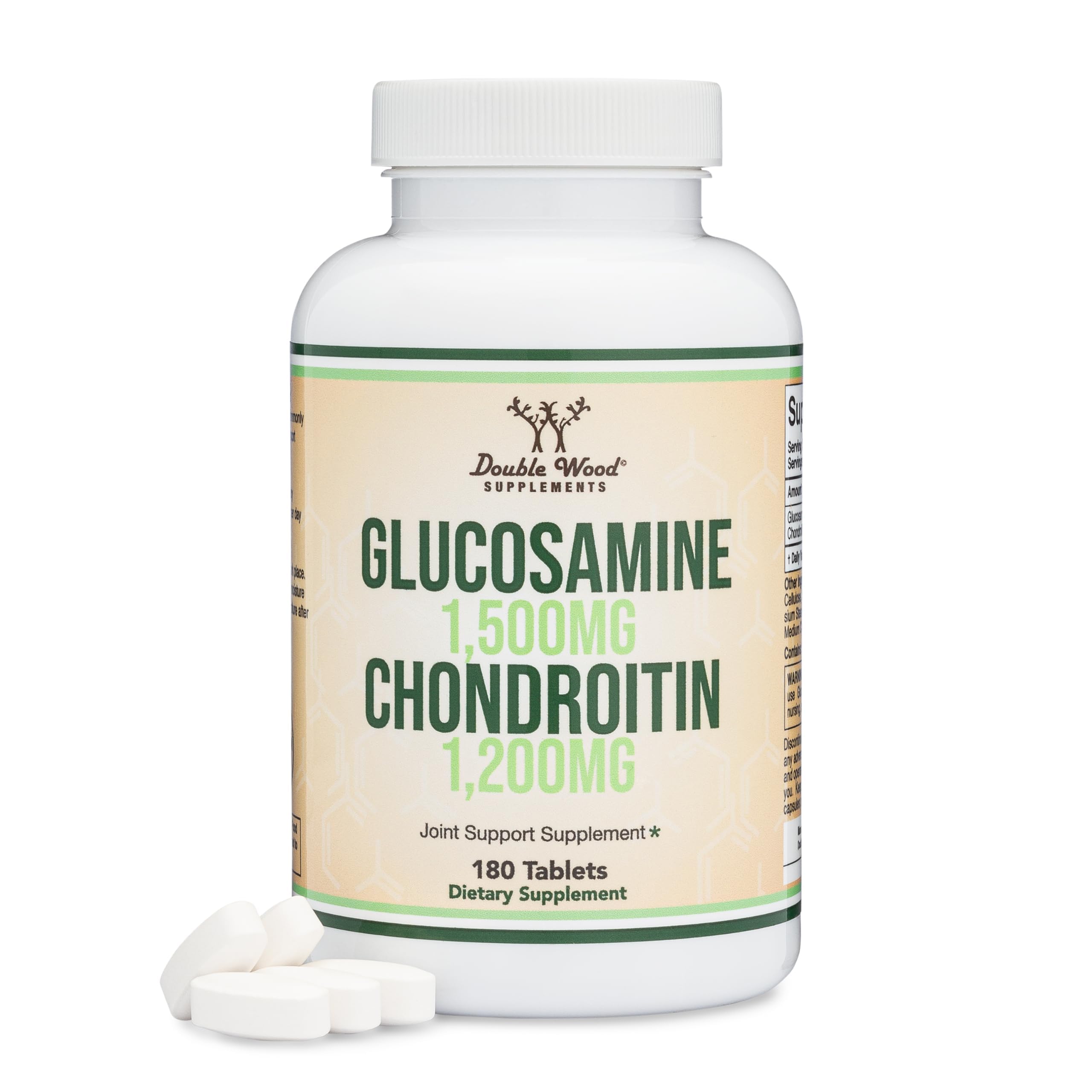 Double Wood Glucosamine Chondroitin Triple Strength bottle and the two-month supply supports convenient daily use